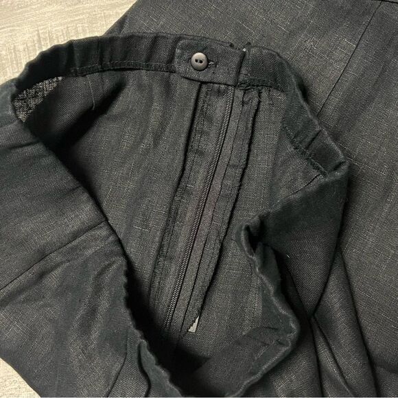Vtg 90s High Rise 100% Linen Crisp Straight Leg Elastic Waist Flat Front Pant S - Picture 4 of 9